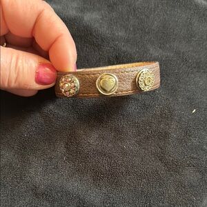 Brown Leather Bracelet with Silver Accents